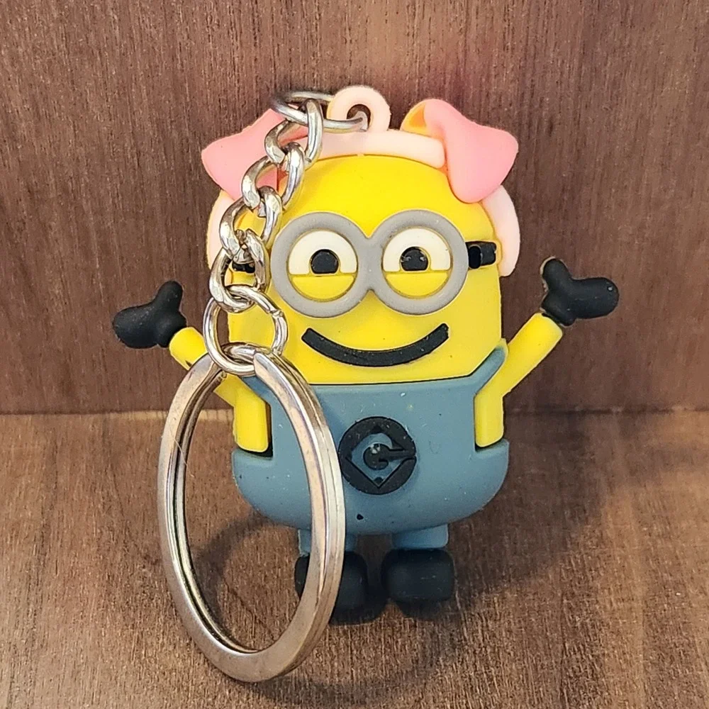 Despicable Me Minion Pig Headband Rubber Keychain 3D Figure Bag Charm Yellow